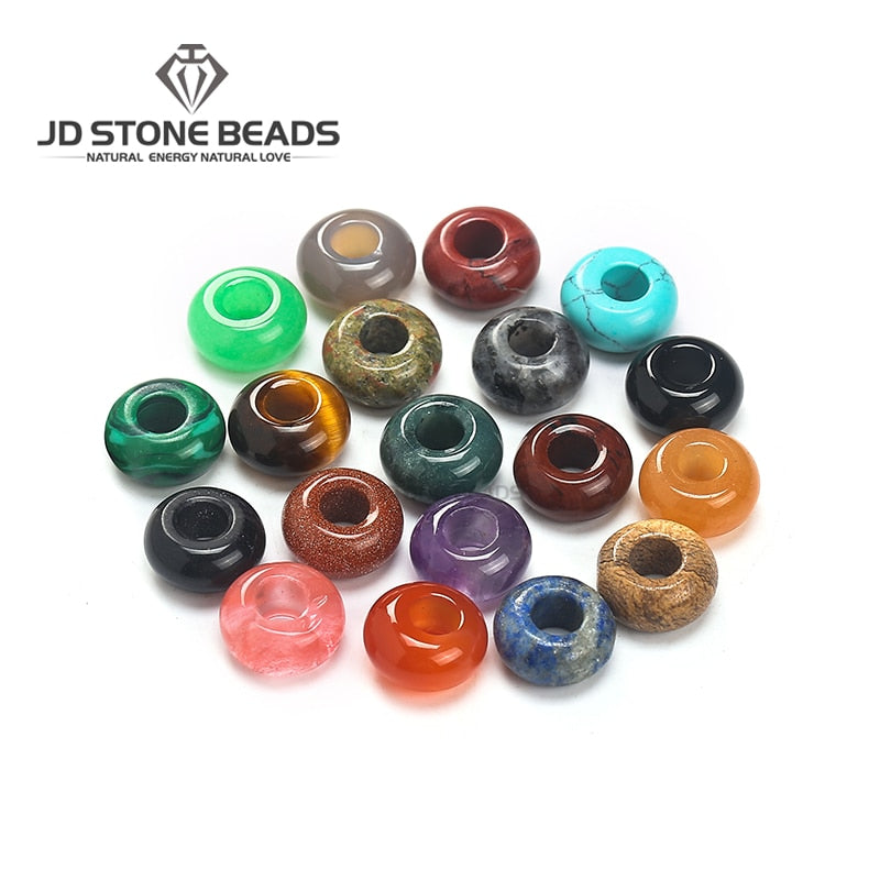 Natural Agate Jade Quartz Stone Big Hole Beads