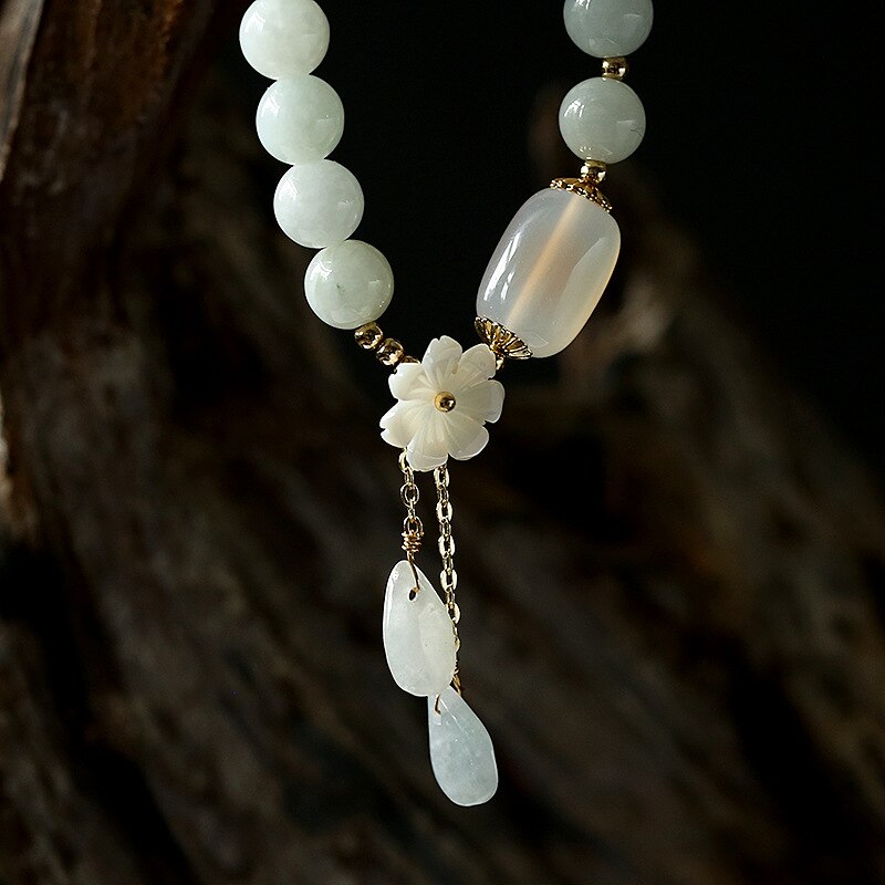 Natural Jade Emerald Agate Beads Bracelet Adjustable