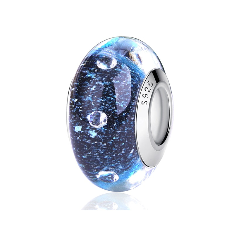 Sterling Silver Glass Bead Wood Stone Murano Flower