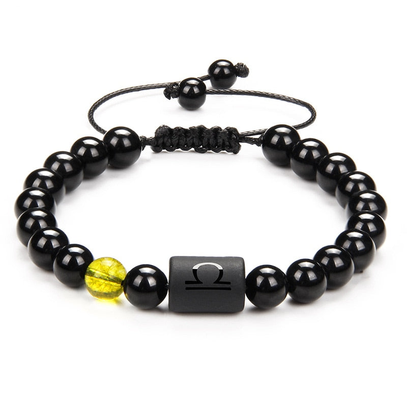12 Constellation Couple Bracelet Black Stone Bracelets