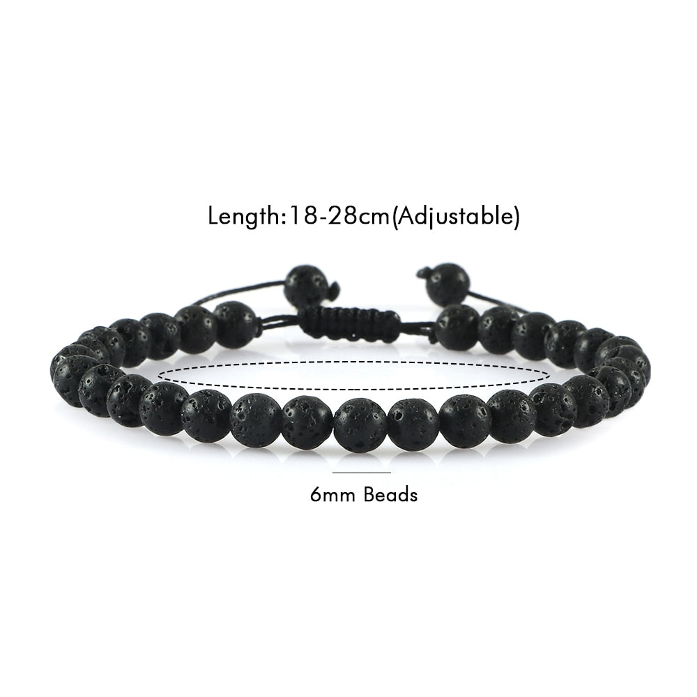 Natural Volcanic Rock Stone Men Bracelets