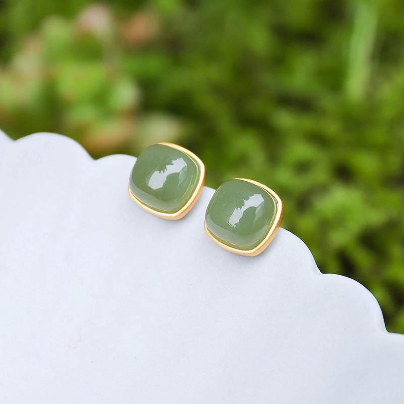 Hetian jasper cold classic retro square temperament