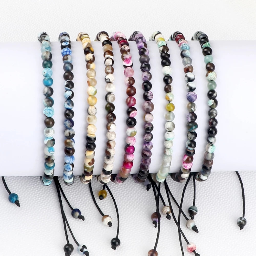 Mini Beads Bracelets for Women Men Round Agates