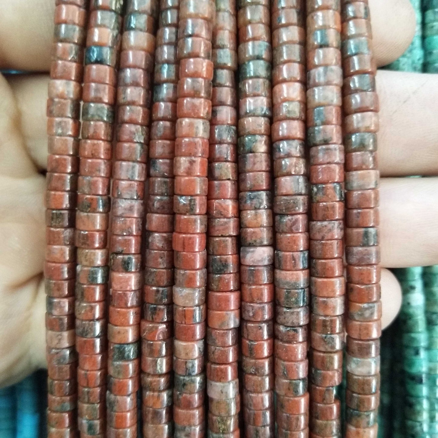 Turquoises Agates Jades Spacer Flat Round Natural Stone