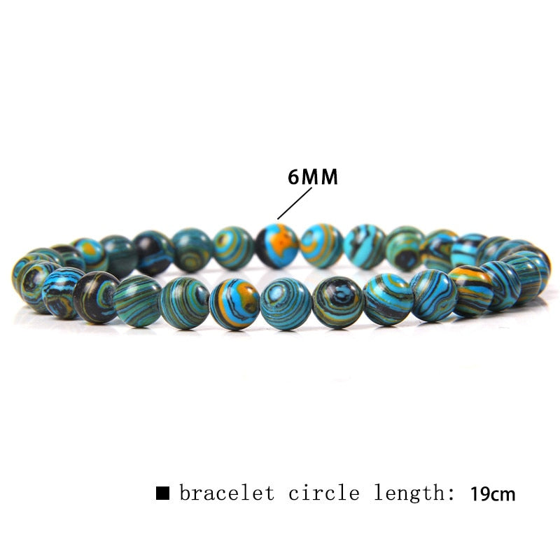 Natural Stone Blue 6MM Beads Bracelets For Women