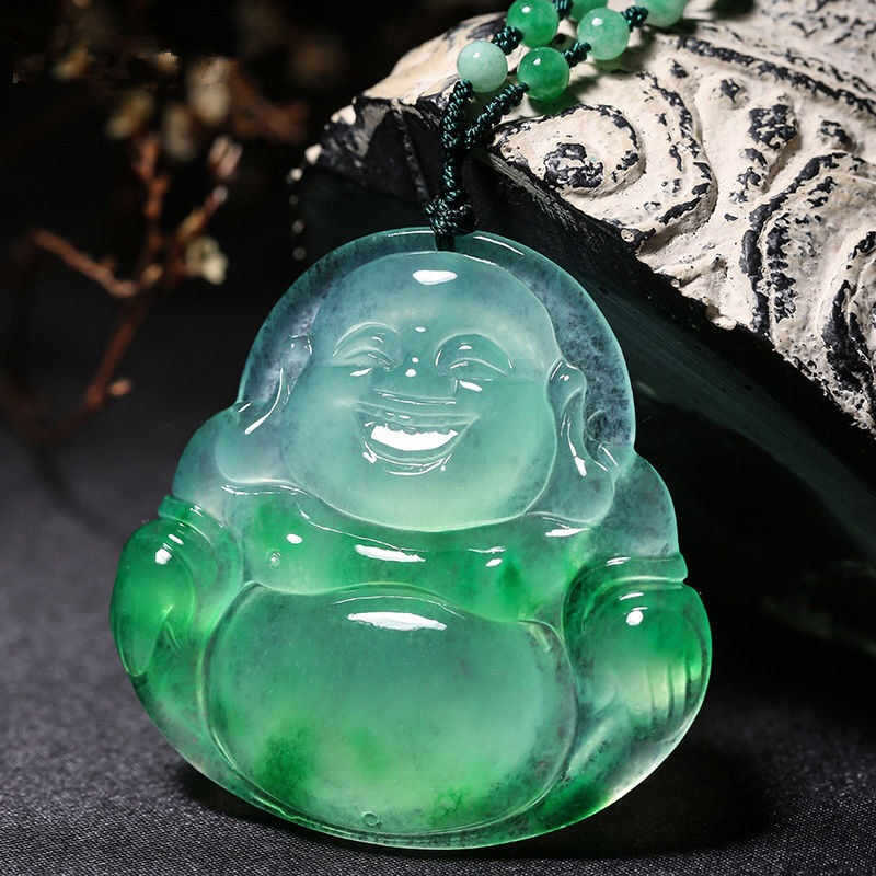 Buddha Pendant Natural Jadeite Necklace