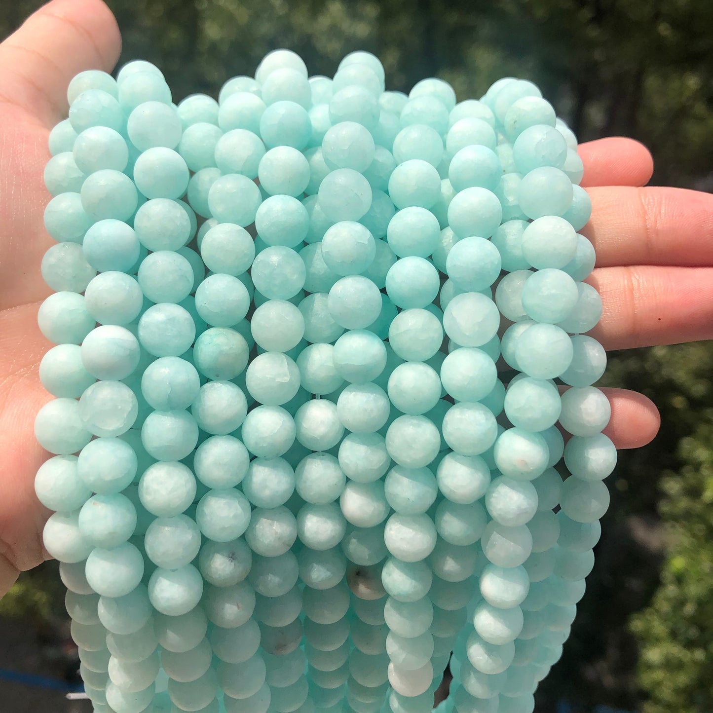 Frosted Blue River Amazonite matte Jades beads