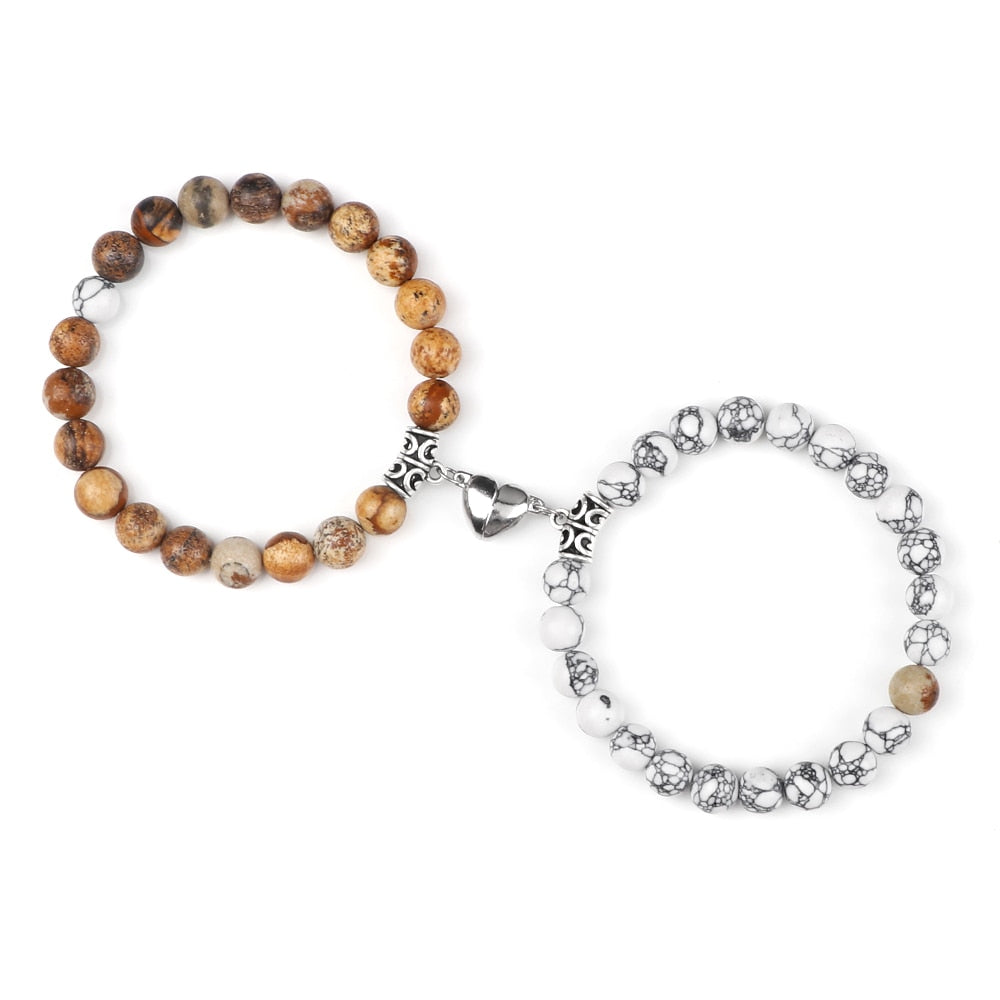 Stone Beads Bracelet for Lovers Heart Magnet Attraction