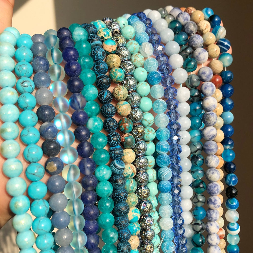 Blue Style Natural Stone Turquoises Agates Jades Lapis