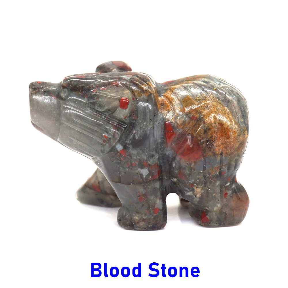 Bear Statue Natural Stone Hand Carved Figure Room