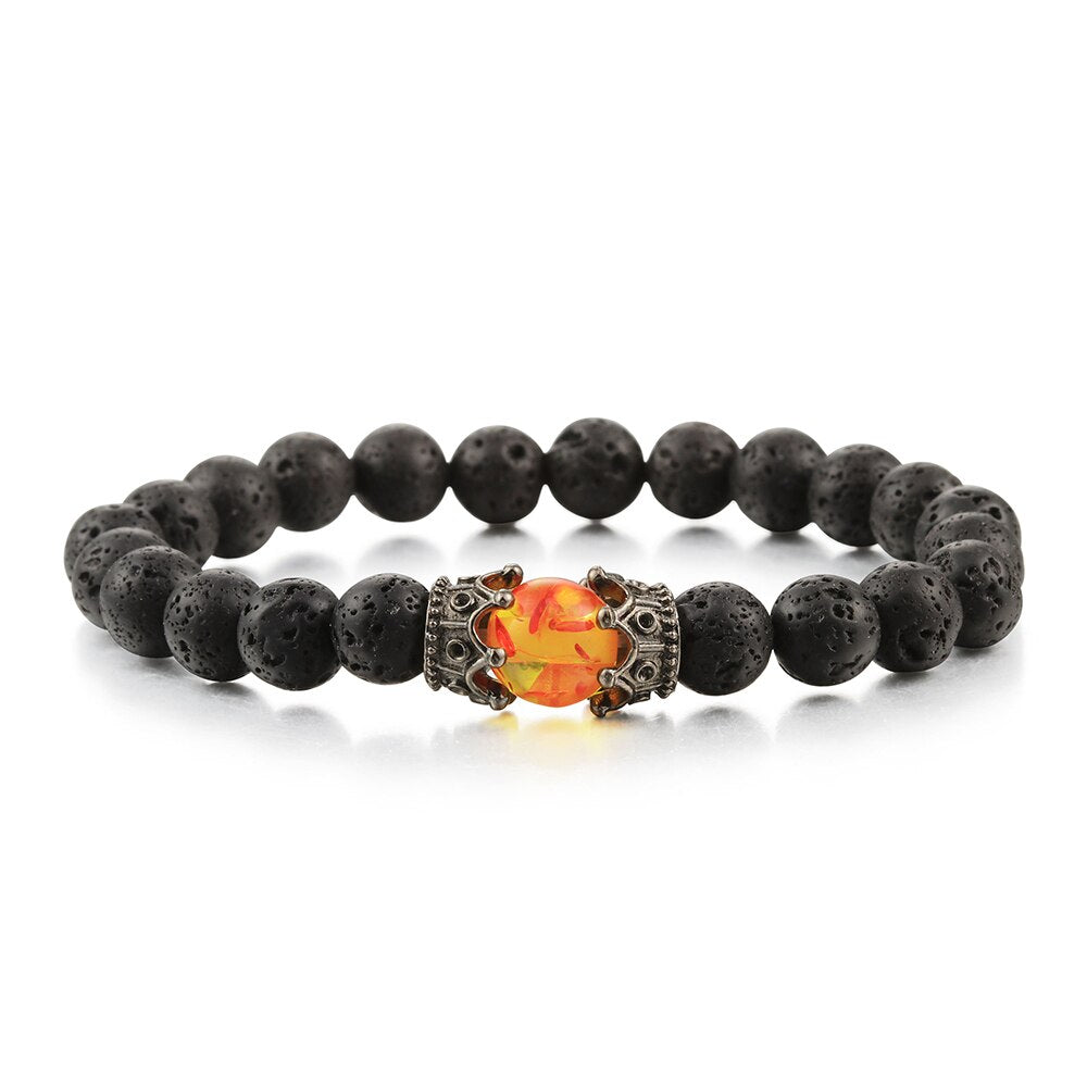 Natural Volcanic Rock Stone Men Bracelets