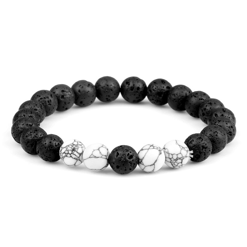 Couples Beaded Bracelet 8mm Natural Black Lava