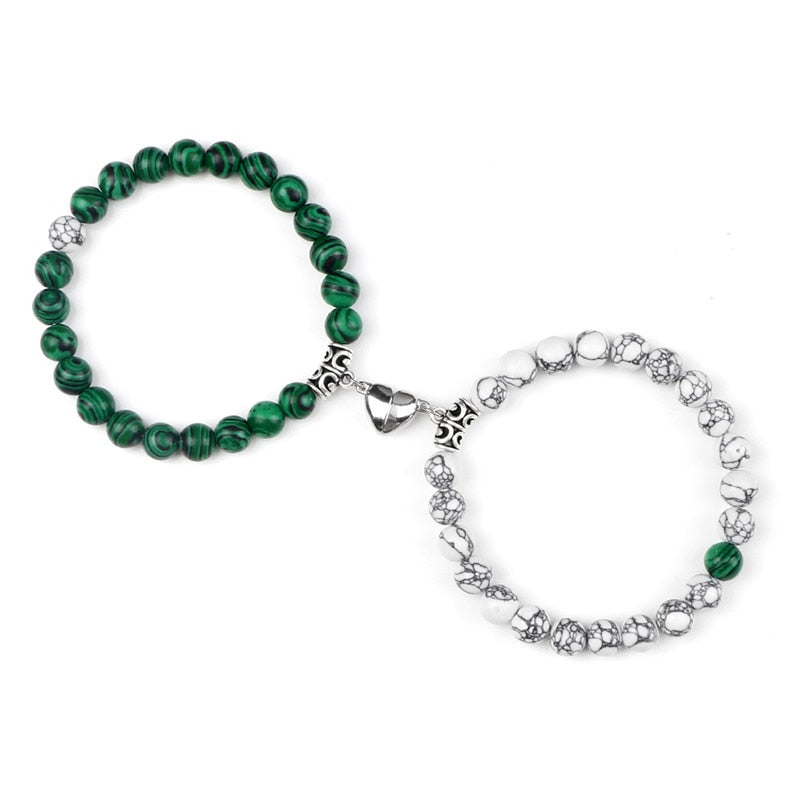 Beads Bracelet For Lovers Natural Stone Distance Heart