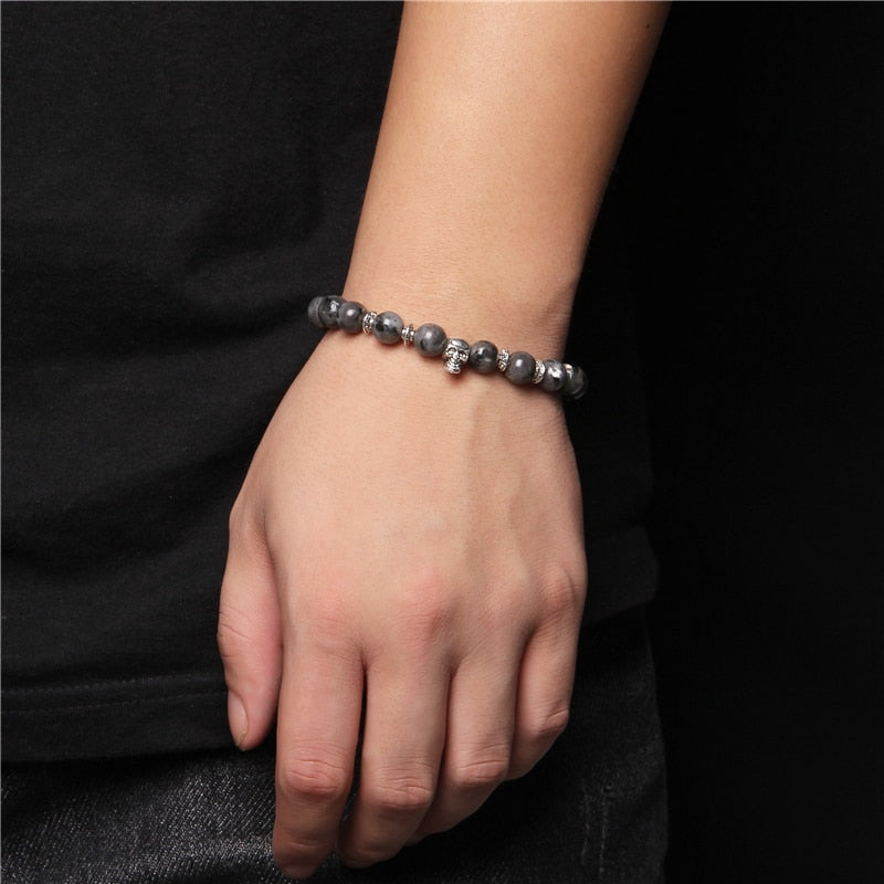 Natural Black Labradorite Stone Beads Bracelet