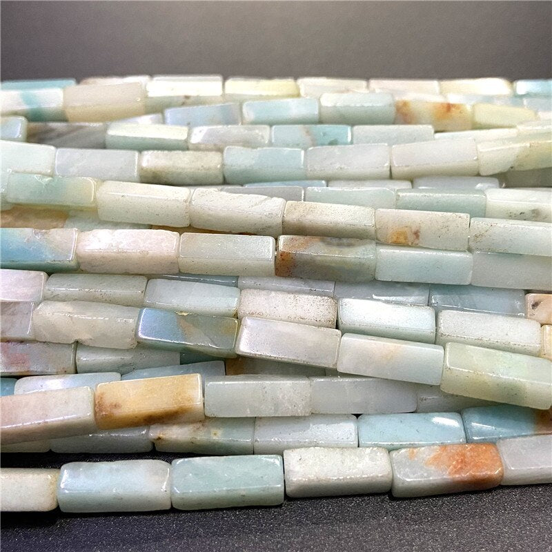 Natural Stone Rectangle Tube Tiger Eye Labradorite Jades