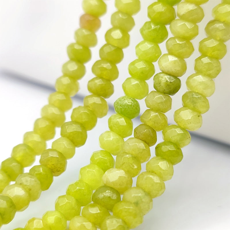 2-4mm Natural Stone Jades Faceted Flat Spacer