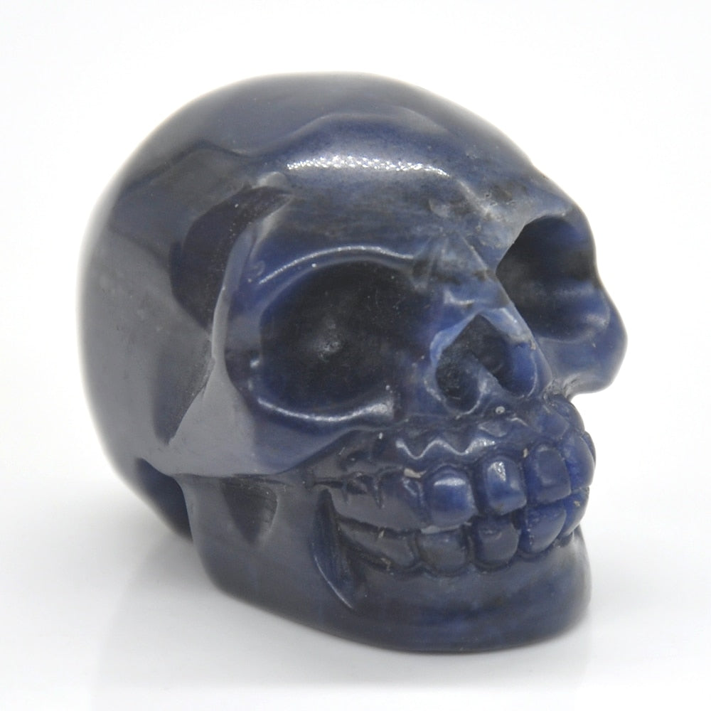 Skull Statue Natural Amethyst Black Obsidian Stone