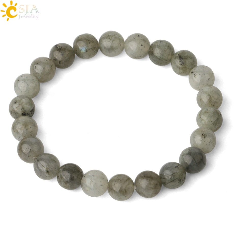 Natural Stones Strand Bracelets Single Color