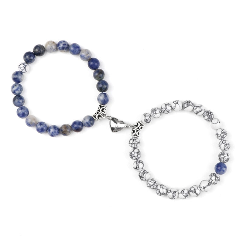 Beads Bracelet For Lovers Natural Stone Distance Heart