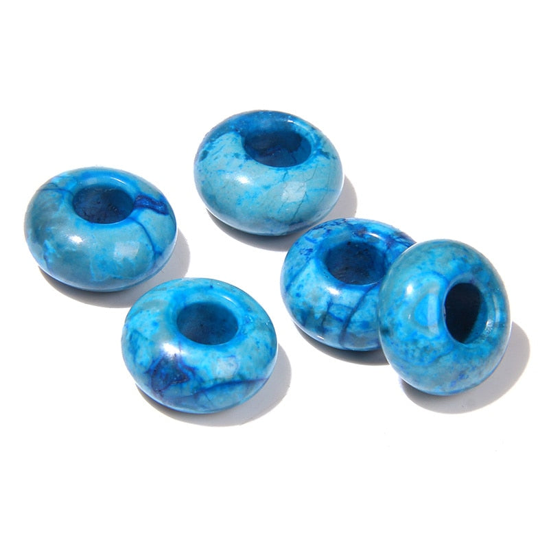 Wholesale Big Hole Bead Pendant Natural Round Jades