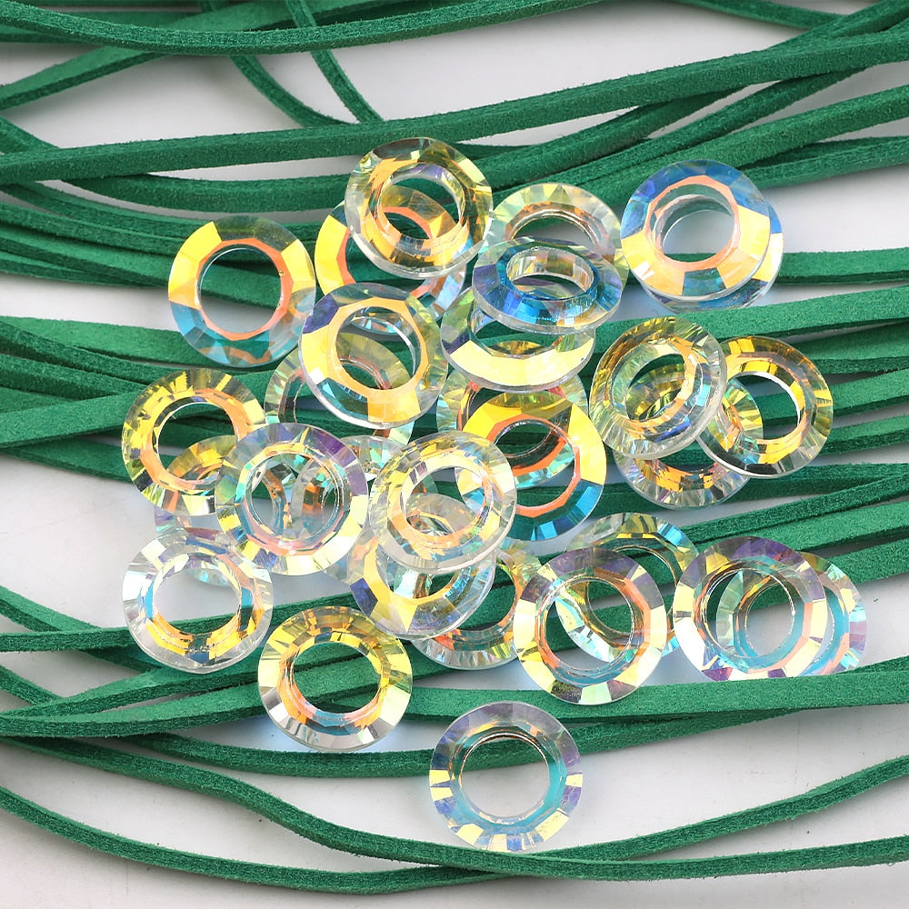 Shiny AB Angel Ring Crystal Bead Glass Round Beads