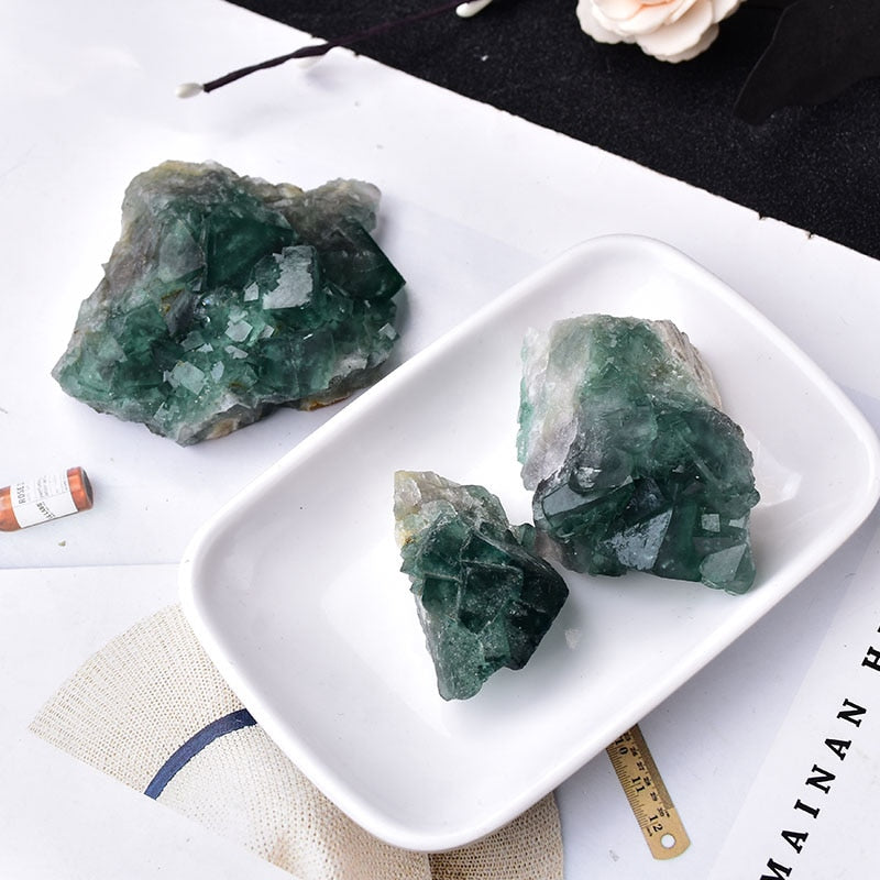 100% Natural Stone Green Fluorite Mineral Crystal