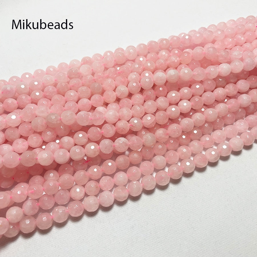 Natural Rose Pink Quartz Crystal Faceted Round Stone