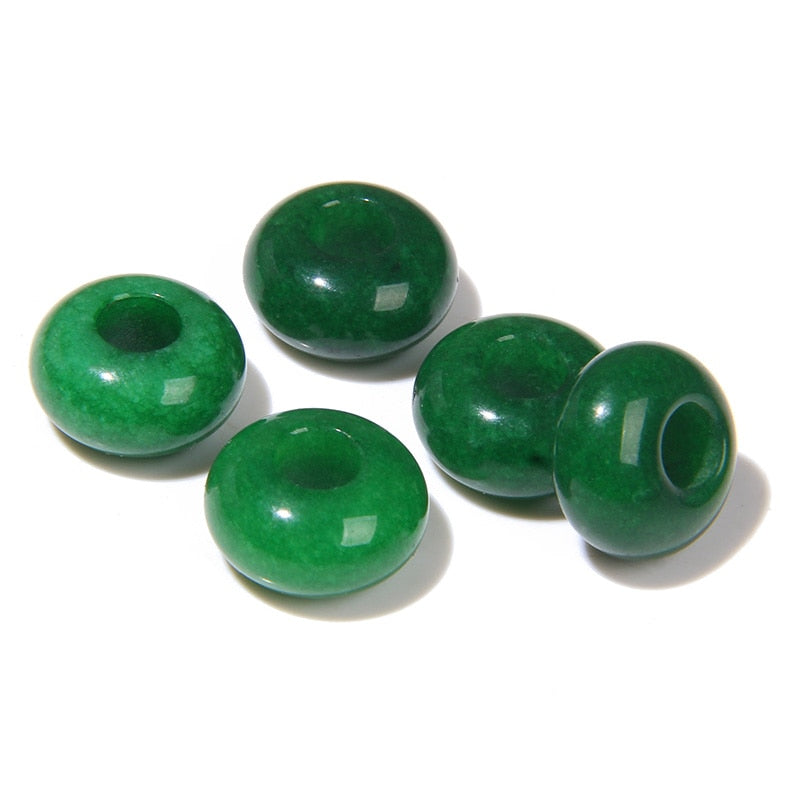 Wholesale Big Hole Bead Pendant Natural Round Jades