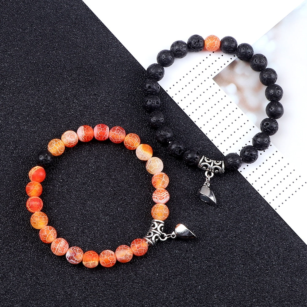 Stone Beads Bracelet for Lovers Heart Magnet Attraction