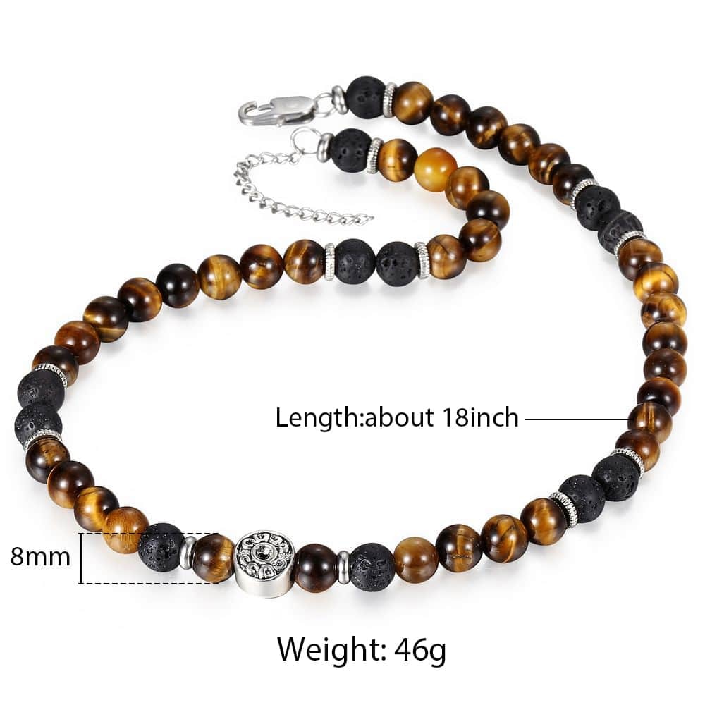 Stone Tiger Eyes Lava Bead Necklace Beaded Choker