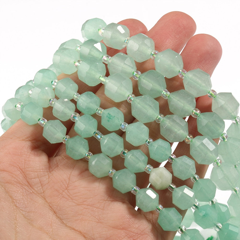 Natural Stone Beads Jades Crystal Faceted Sharp