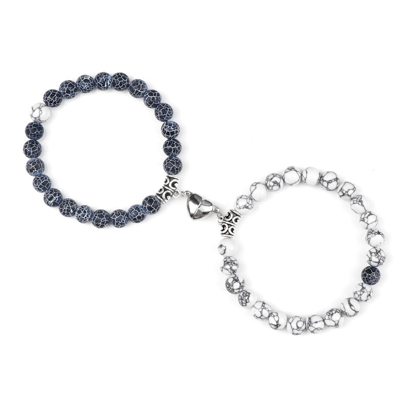 Beads Bracelet For Lovers Natural Stone Distance Heart