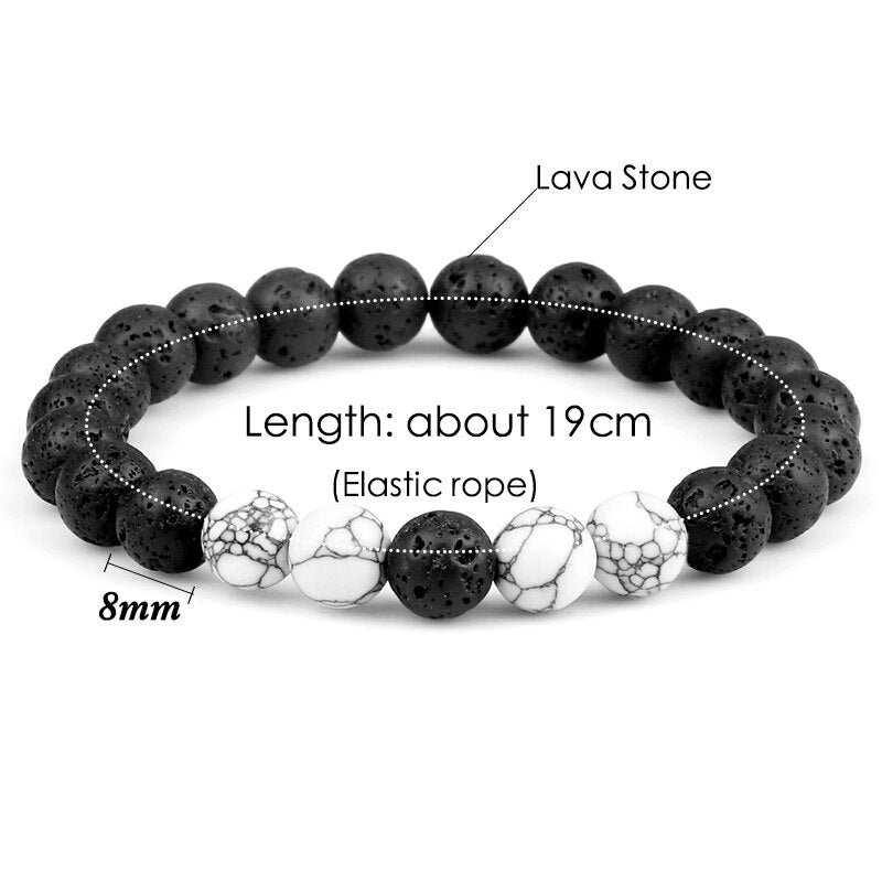 Couples Beaded Bracelet 8mm Natural Black Lava