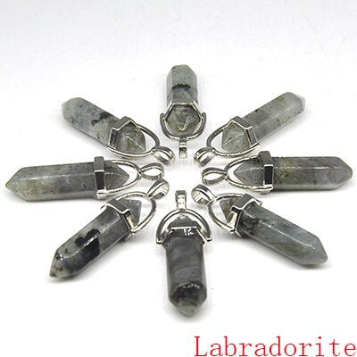 Natural Stone Hexagonal Quartz Pendulum Column Crystal