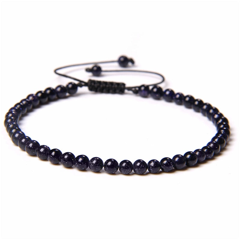 Adjustable 4MM Stone Beads Bracelet For Women