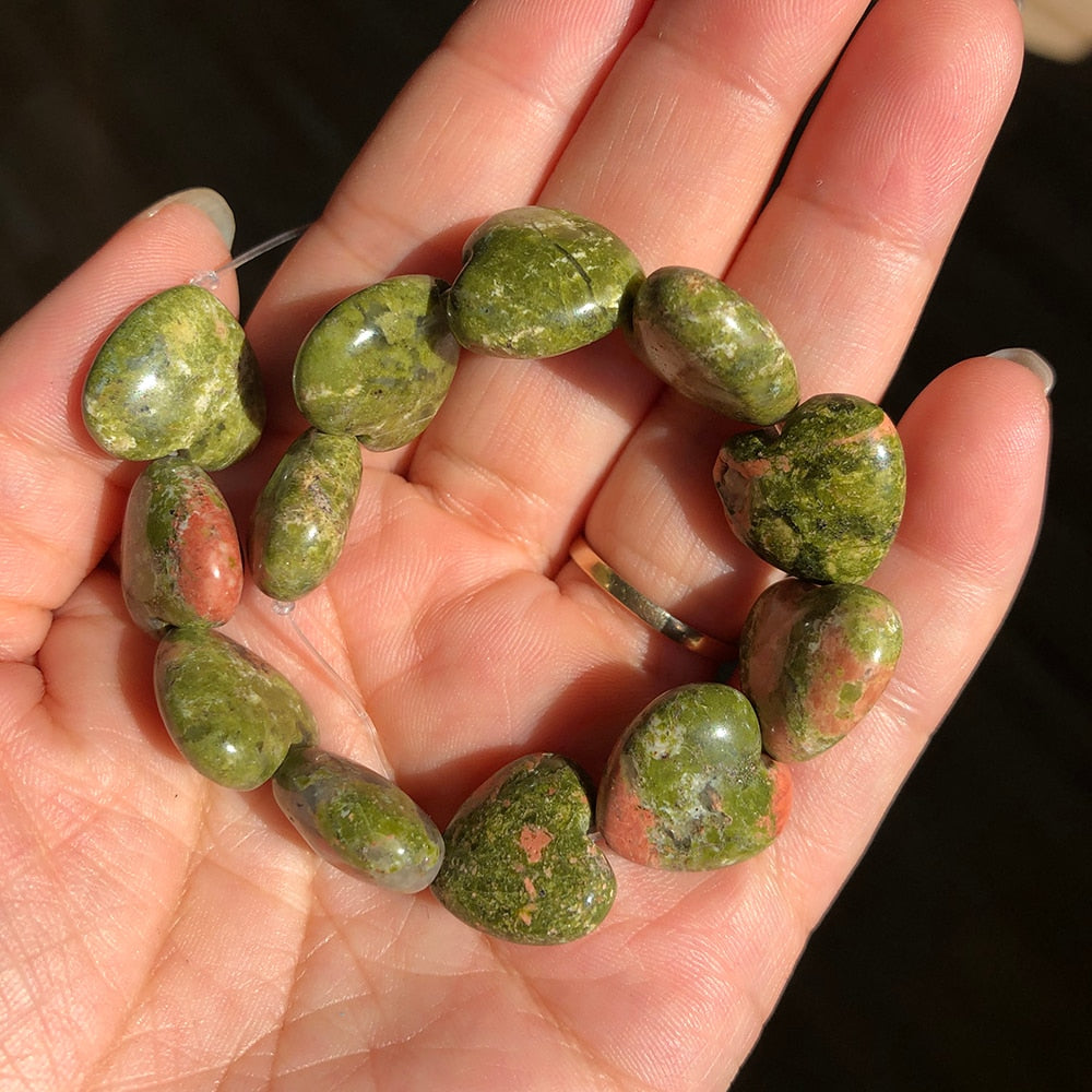 Natural Stone Love Heart Shape Unakite Agates