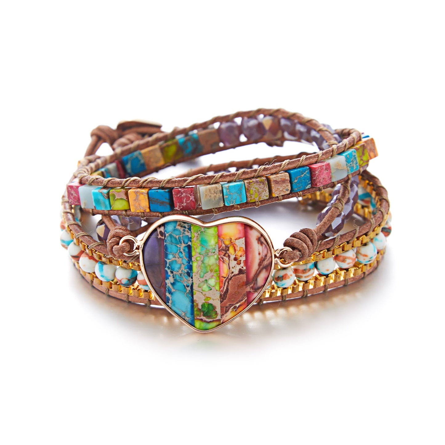 Natural Stone Bracelet Chakra Heart Wrap Bracelet