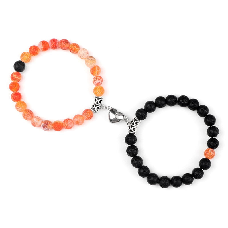 Beads Bracelet For Lovers Natural Stone Distance Heart