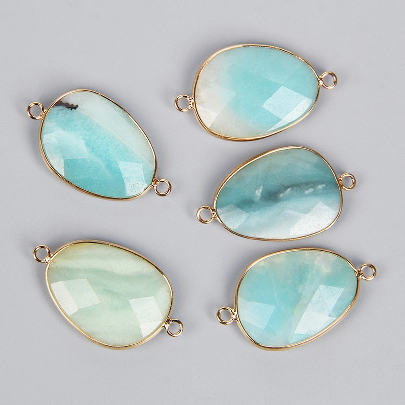 Double Sided Faceted Natural Stone Slice Charm