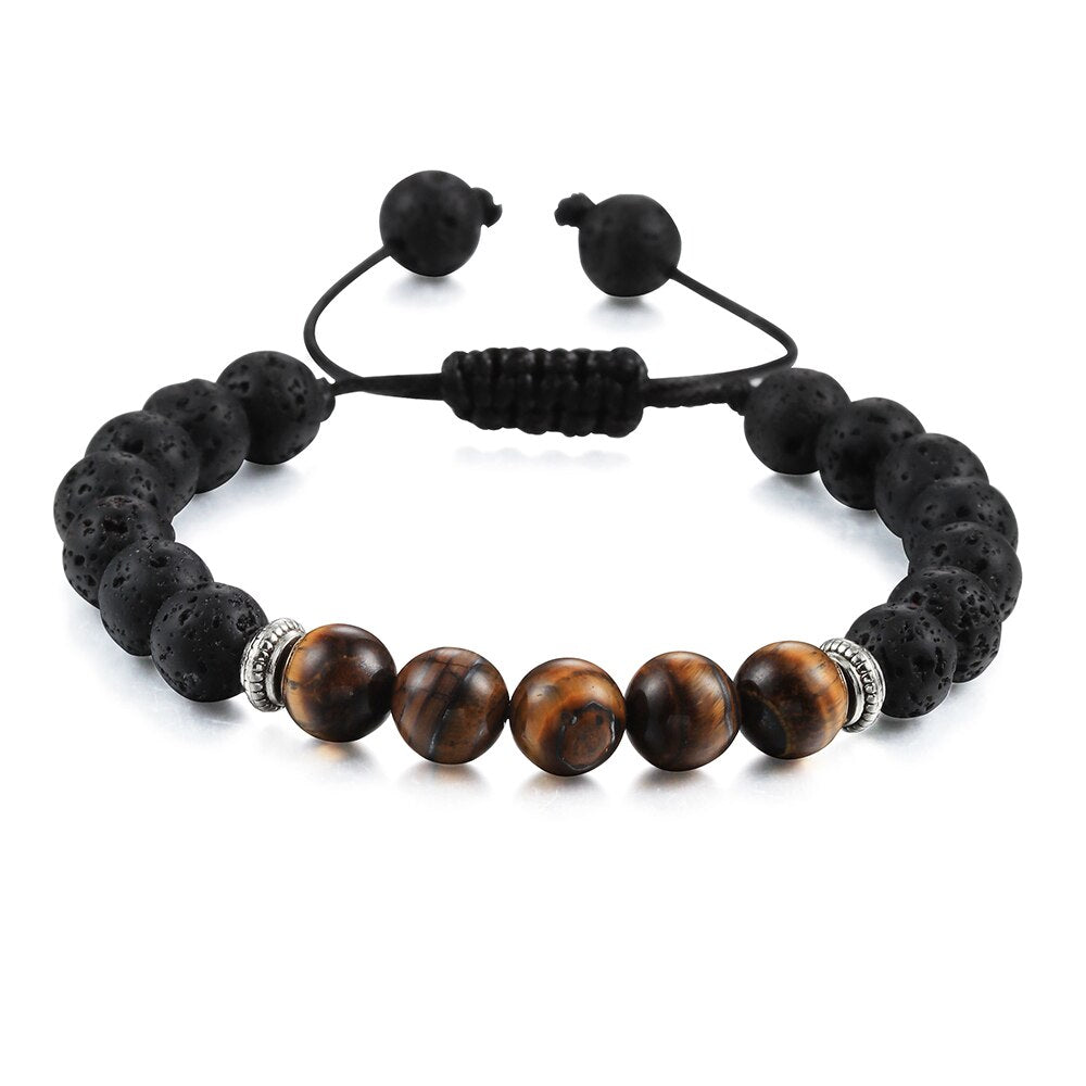 Natural Volcanic Rock Stone Men Bracelets