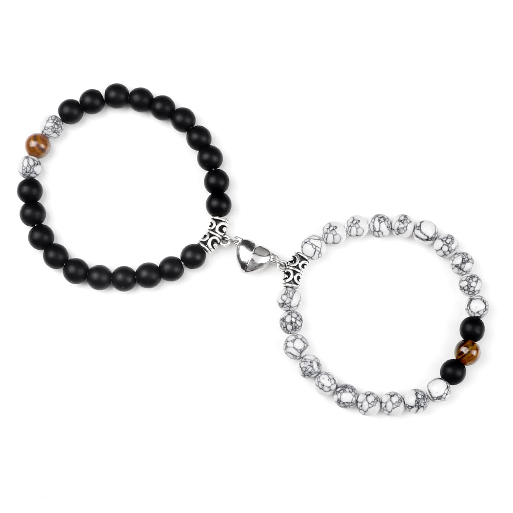 Stone Beads Bracelet for Lovers Heart Magnet Attraction