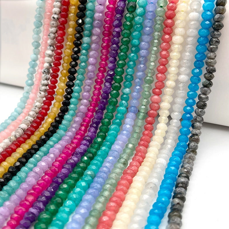 2-4mm Natural Stone Jades Faceted Flat Spacer