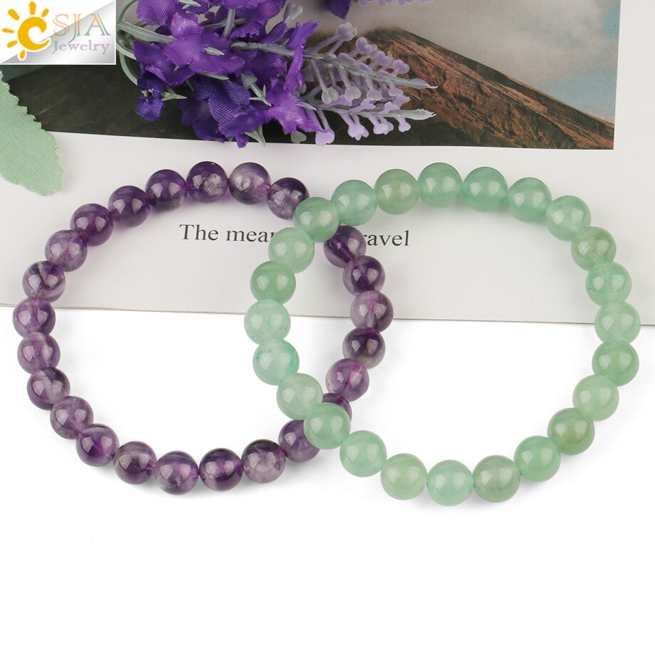 Natural Stone Elastic Bracelet Pink Quartz White