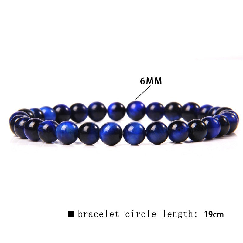 Natural Stone Blue 6MM Beads Bracelets For Women