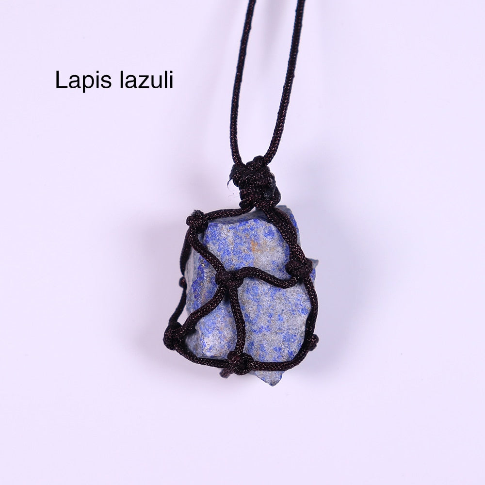 Natural Crystal Quartz Raw Net pocket pendant Crystal
