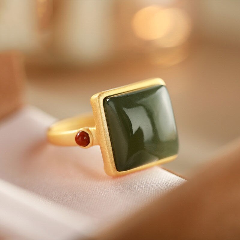 Sapphire Ring Chinese style retro palace geometric
