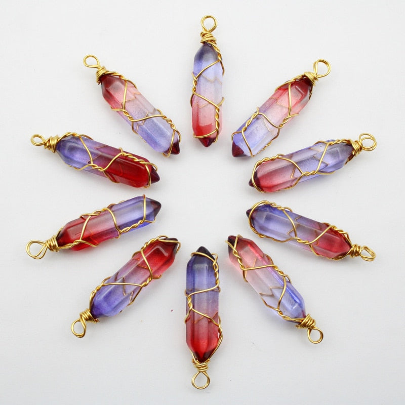 Natural Stone Rose Quartz Stained Glass Pillar