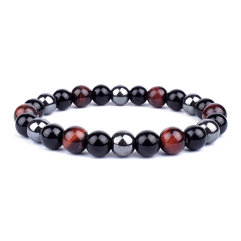 Men Bracelets 10mm Natural Stone Black Onyx