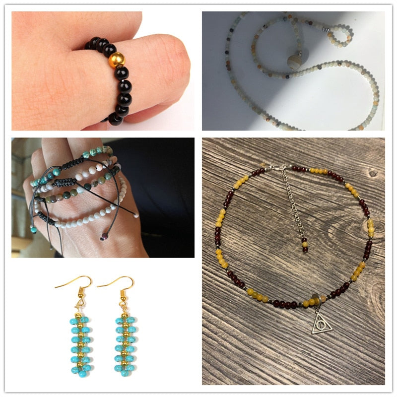 Natural Jades Agates Stone Beads Loose Isolation