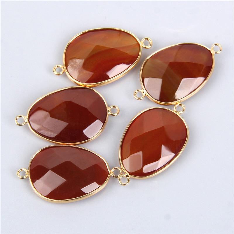 Double Sided Faceted Natural Stone Slice Charm